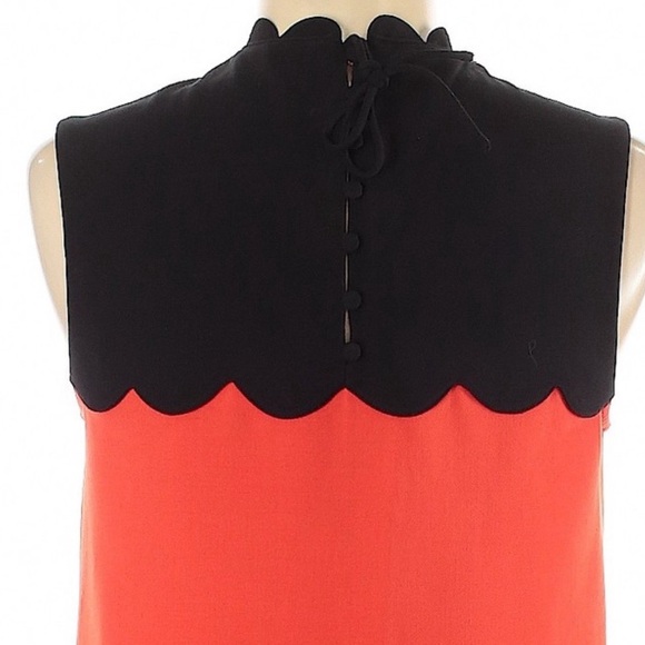New Victoria Beckham coral/black scalloped dress with ruffle bottom - Picture 3 of 15